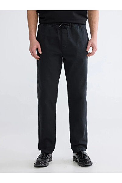 LC Waikiki Pantaloni negri pentru bărbați, din gabardină, cu croială conforta...