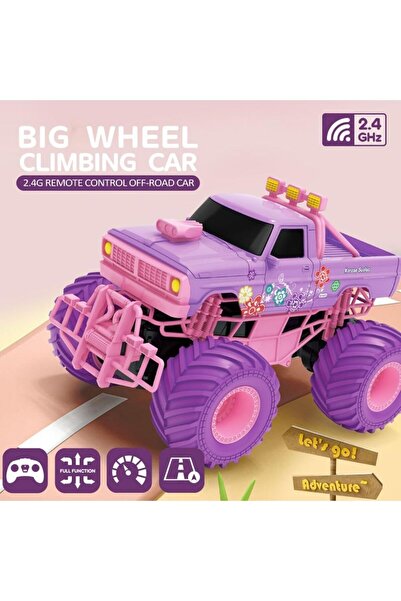 Luminoo KUMANDALI PİCKUP ARABA PASTEL PEMBE-MOR OFF-ROAD BÜYÜK LASTİKLİ ARAÇ