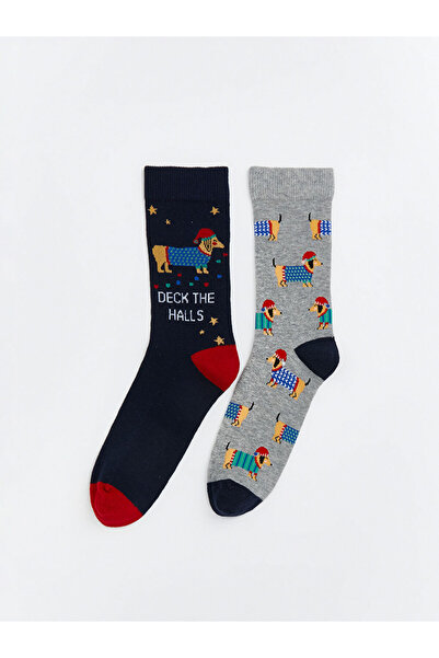 LC Waikiki جوارب نسائية ذات طابع العام الجديد باللون الأحمر، عبوة من قطعتين