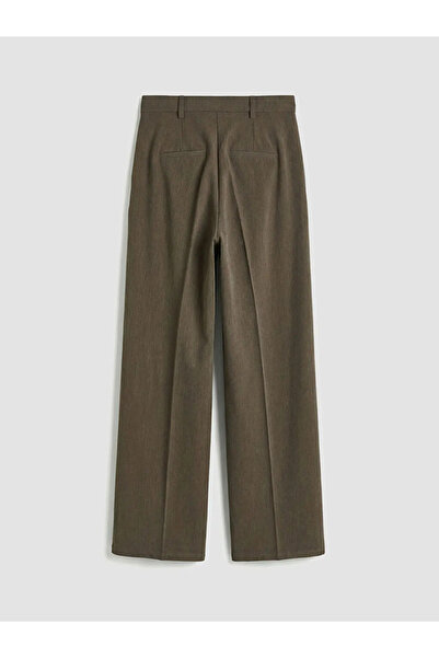 LC Waikiki Brown High Waist Wide Leg Women's Pleated Pants