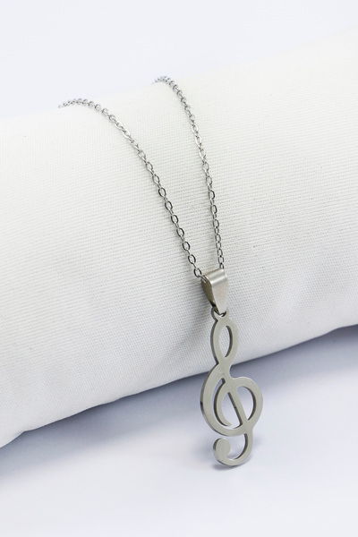 biuti قلادة مفتاح يسار من الفولاذ المقاوم للصدأ باللون الفضي، قلادة هدية 60 سم