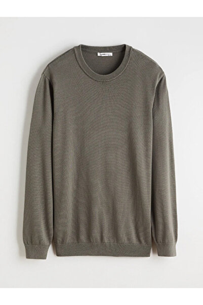 LC Waikiki Khaki Crew Neck Men's Knitwear Sweater