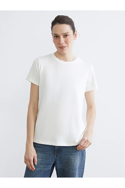 LC Waikiki Ecru Crew Neck Soft Touch Women's T-Shirt