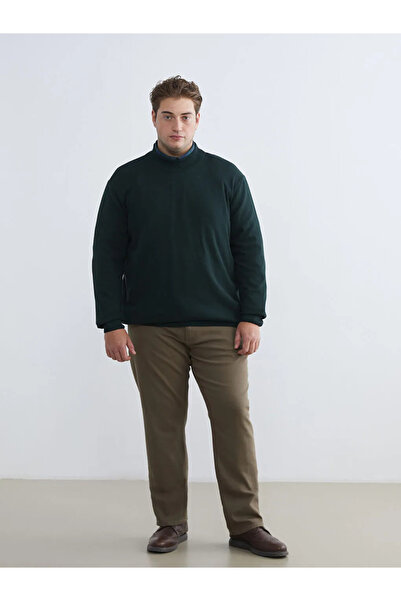 LC Waikiki Pulover tricot pentru bărbați cu jumătate de gât verde