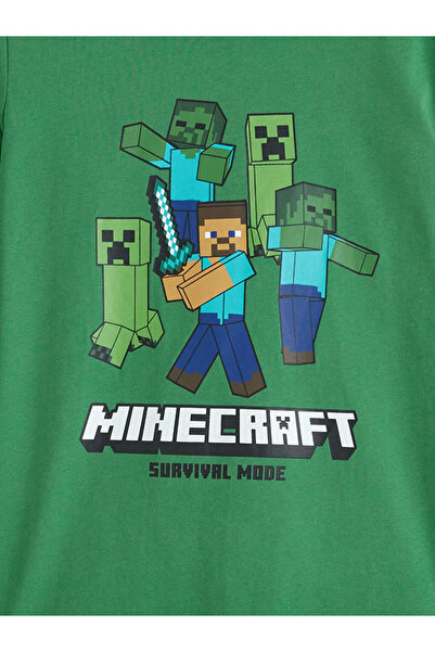 LC Waikiki Zeleni Minecraft Štampano Pidžama set za dečake