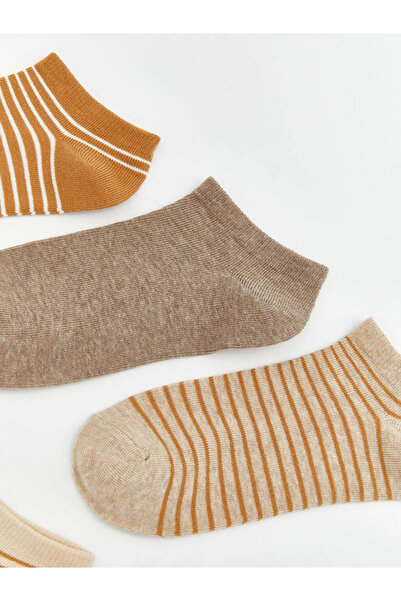 LC Waikiki Brown Striped Women's Booties Socks 5-Pack