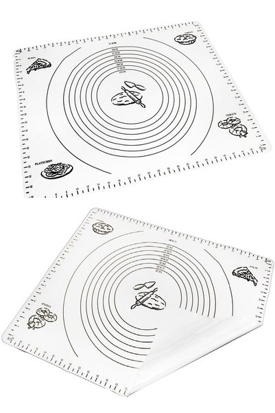 Tilbe Home Hamur Matı Açma Silikon Hamur Açma Silikon Pasta Fırın Hamur Matı Alt Açma Beyaz Büyük Boy