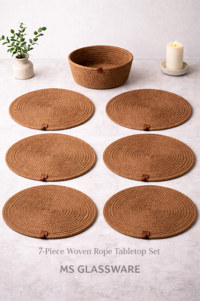 MOON CLOUD KAHVERENGİ AMERİKAN SERVİS SUPLA JÜT İP SEPETLİ TAKIM ZYNSUPLA0002