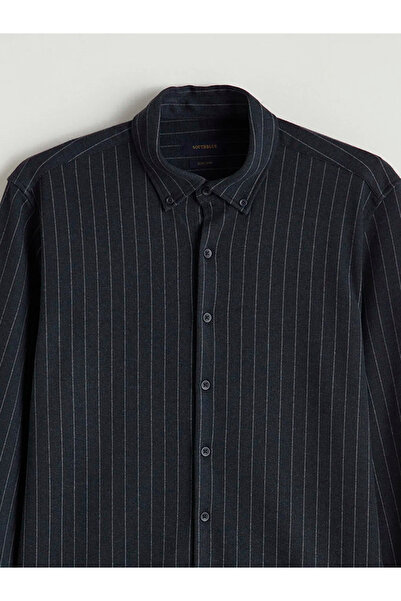 LC Waikiki Navy Blue Slim Fit Striped Men's Shirt