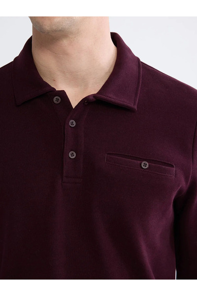 LC Waikiki Burgundy Polo Neck Men's Sweatshirt