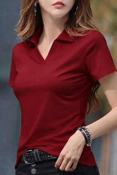 LG LAGULER Solid Color Lycra Stretchy T-Shirt with Neckline Detail, Comfortab...