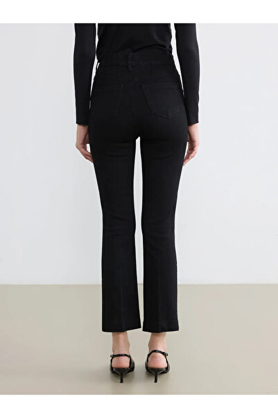 LC Waikiki Black Crop Flare Women's Jean Pants