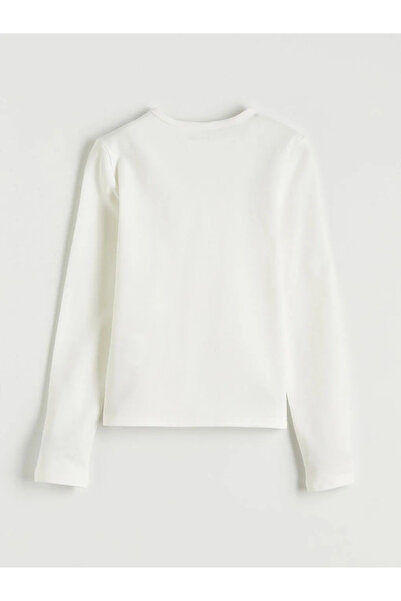 LC Waikiki Ecru Crew Neck Basic Girl's T-Shirt