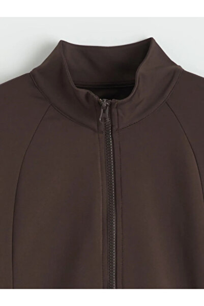 LC Waikiki Brown Mock Neck Finger Zippered Women's Sweatshirt