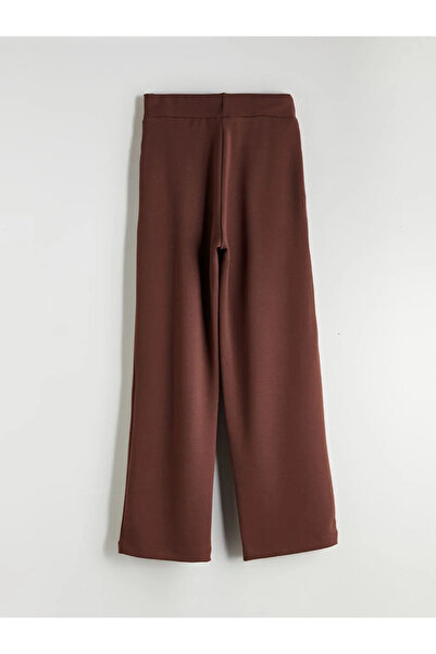 LC Waikiki Brown Wide Leg Women's Sweatpants with Elastic Waist