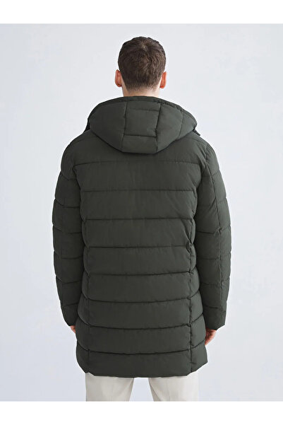 LC Waikiki Palton puf pentru bărbați cu glugă standard kaki