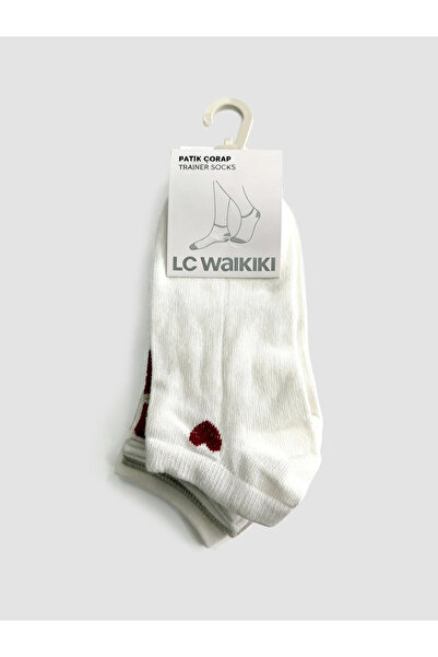 LC Waikiki Ecru Heart Patterned Women's Booties Socks, Pack of 5