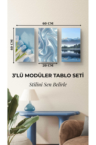Arzande 3 Parça Modüler Metal Tablo Seti Çerçevesiz Modern Seri Kolay Montaj