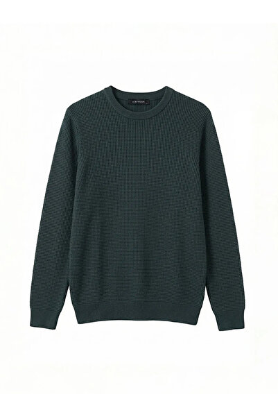 LC Waikiki Green Crew Neck Textured Men's Knitwear Sweater