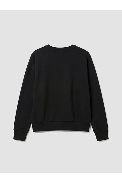LC Waikiki Black Crew Neck Soft Touch Women's Sweatshirt