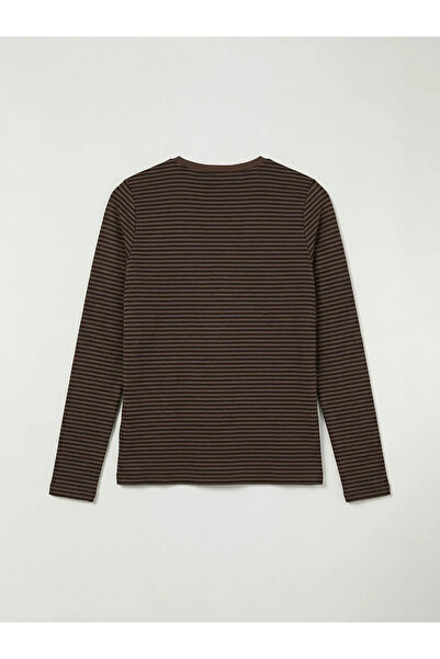 LC Waikiki Καφέ γυναικείο κορμάκι με ριγέ λαιμόκοψη