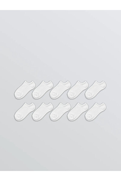 LC Waikiki White Women's Plain Booties Socks 10 Pcs