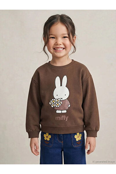 LC Waikiki Brown miffy Printed girls' thick sweatshirt