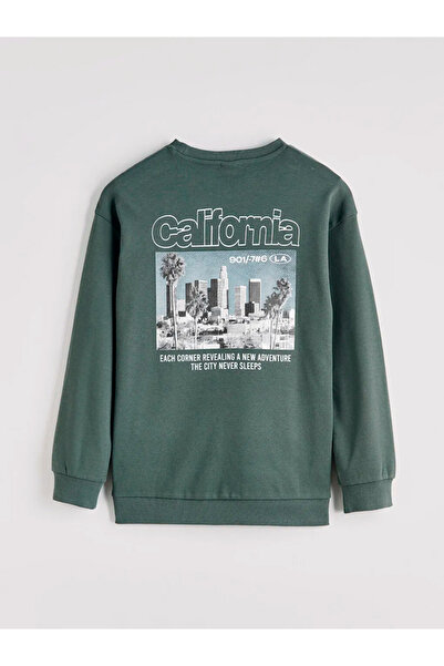 LC Waikiki Πράσινο φούτερ για αγόρια με στάμπα Καλιφόρνια