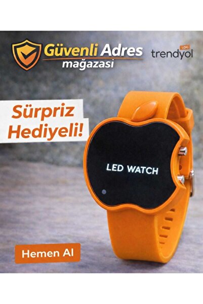 HAYATINIZI KOLAYLAŞTIRIN Elma Tasarımlı Turuncu LED Kol Saati – Canlı Renk, M...