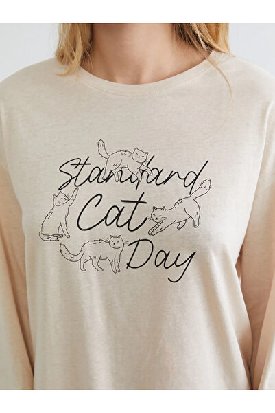 LC Waikiki Mixed Cat Print Women's Pajama Set