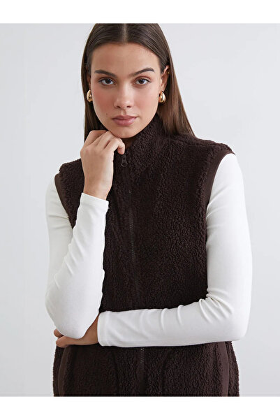 LC Waikiki Women's Plush Vest with Stand Collar