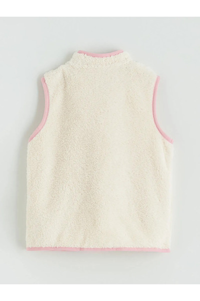 LC Waikiki Ecru Mock Neck Embroidered Girl's Vest