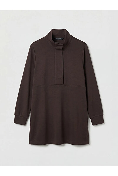 LC Waikiki Brown Mock Neck soft touch women's sweatshirt tunic