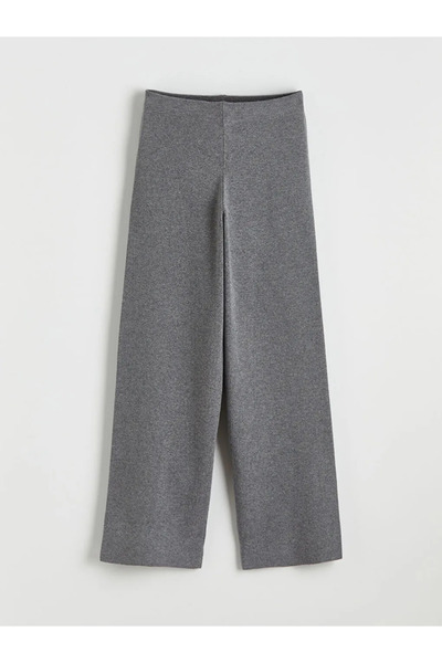 LC Waikiki Γυναικείο πλεκτό παντελόνι από ανθρακί με ελαστική μέση