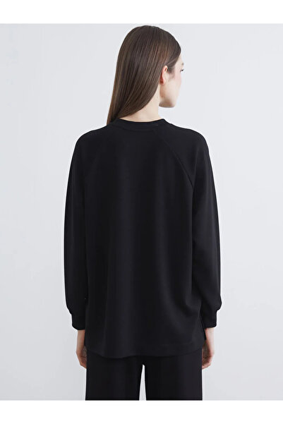 LC Waikiki Tunica de damă neagră, cu decolteu rotund și broderie cu mărgele