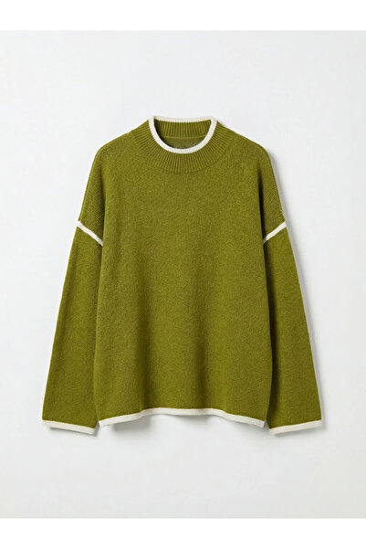 LC Waikiki Pulover tricotat pentru femei cu jumătate de gât înalt verde