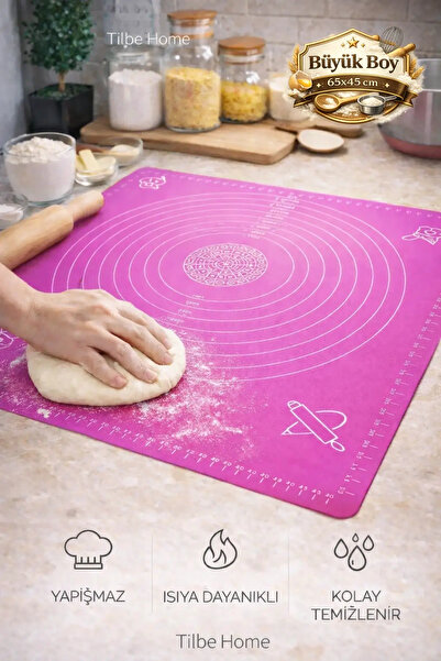 Tilbe Home Silikon Hamur Matı Hamur Açma Pasta Fırın Altlığı Matı Ölçülü Hamu...