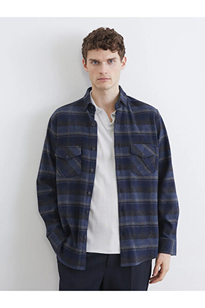 LC Waikiki Cămașă pentru bărbați, albastru marin, croială regulară, cu model ...