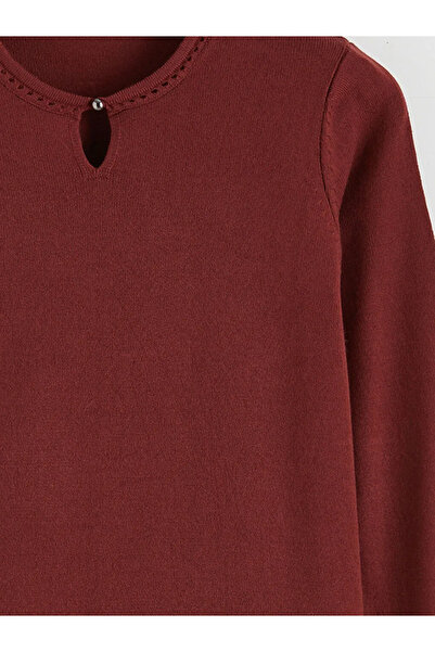 LC Waikiki Burgundy Crew Neck Women's Knitwear Sweater