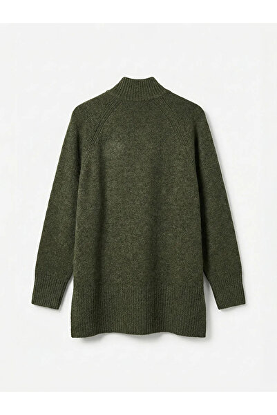 LC Waikiki Khaki Turtleneck Oversize Women's Knitwear Tunic