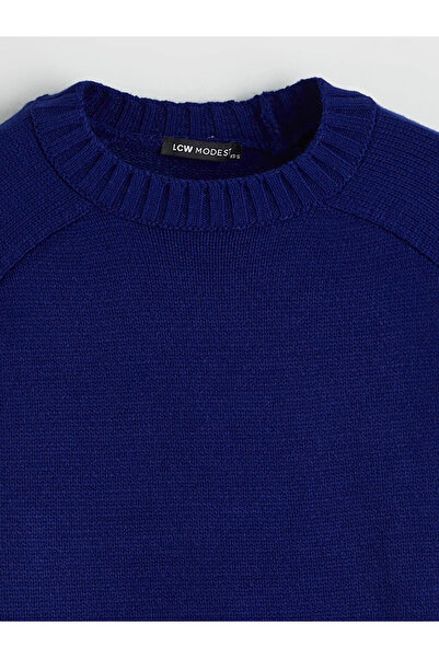 LC Waikiki Blue Crew Neck Oversize Women's Knitwear Tunic