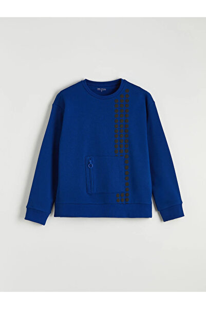 LC Waikiki Γυναικείο χοντρό φούτερ σε μπλε ναυτικό χρώμα με εμπριμέ σχέδιο κα...