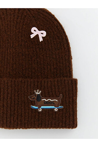 LC Waikiki Brown Printed Women's Knitwear Beanie