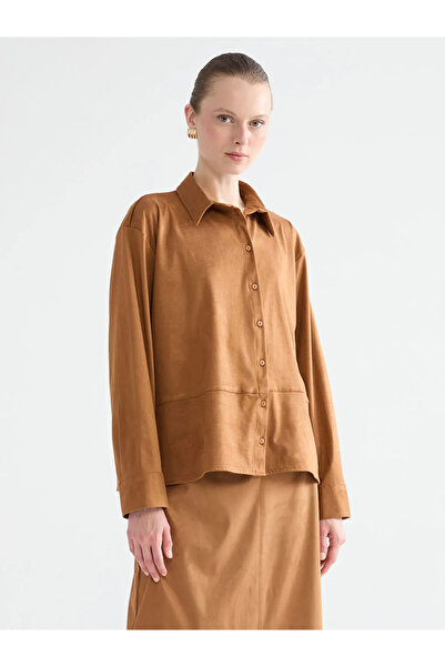 LC Waikiki Beige Women's Suede Look Shirt