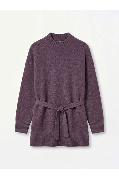 LC Waikiki Purple Half Turtleneck Oversized Women's Knitwear Tunic