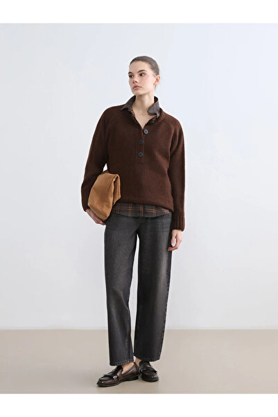 LC Waikiki Pulover de damă maro cu guler rotund