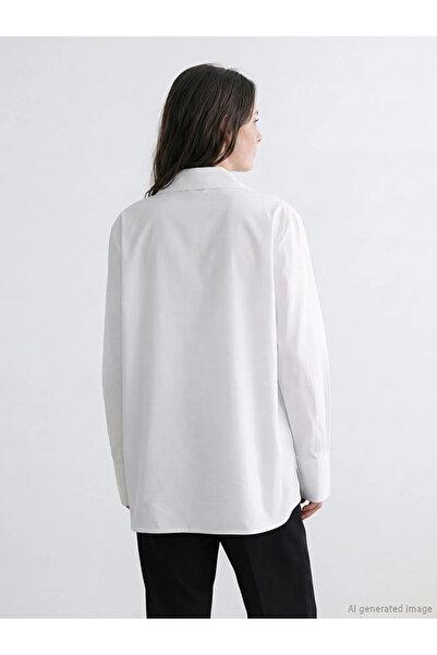 LC Waikiki White Easy-To-Wear Women's Oversize Shirt with Snap Buttons on the...