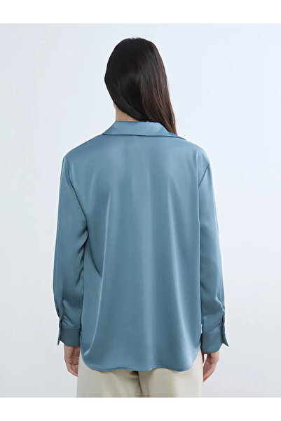 LC Waikiki Γυναικείο πουκάμισο Petrol Satin