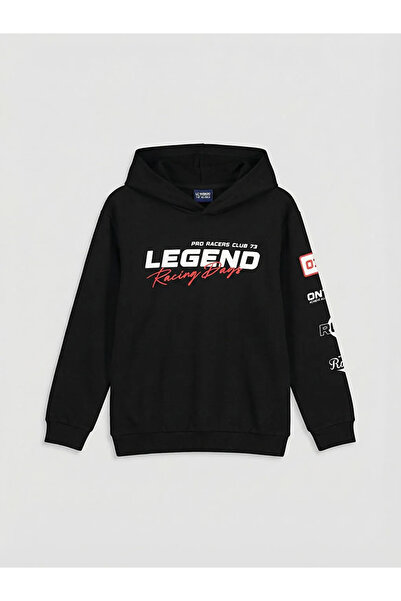 LC Waikiki Black Hooded Boy's Tracksuit Set