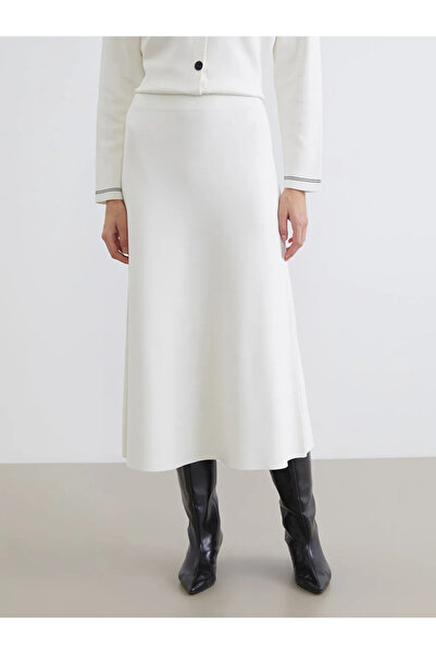 LC Waikiki Ecru Elastic Waist A-Line Knit Skirt